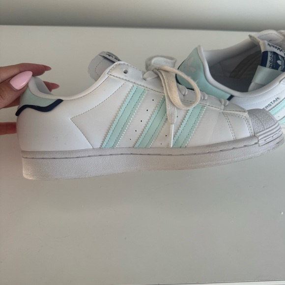 Adidas White and Mint Athletic Sneakers - Picture 3 of 9